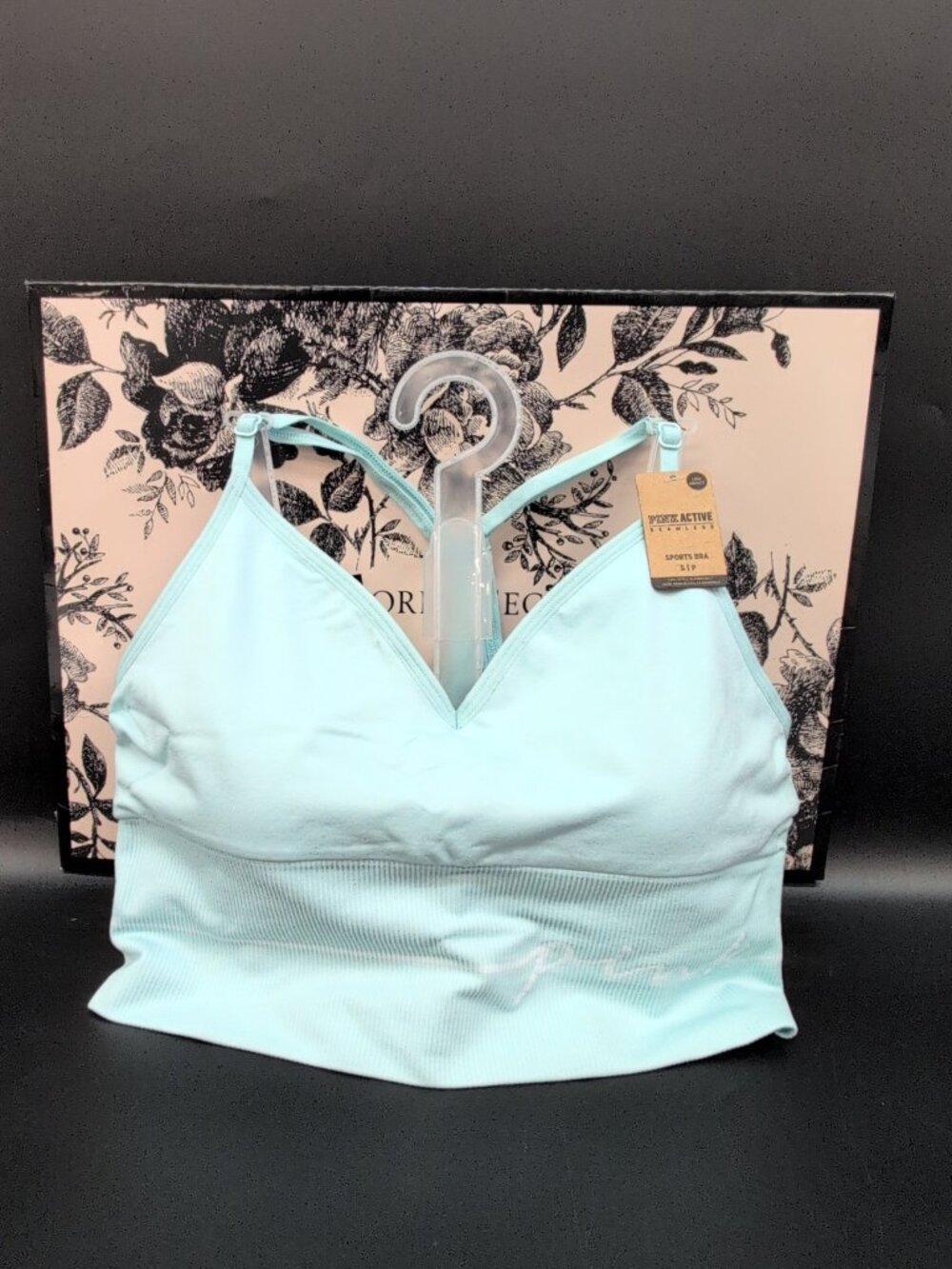 Victoria's Secret PINK Active Seamless Longline Sports Bra Small Sky Blue NWT
